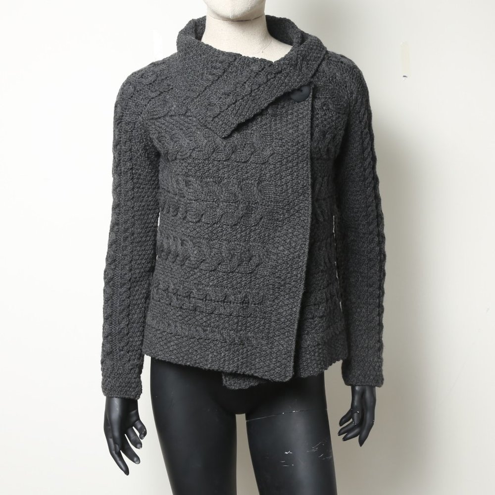 Aran crafts merino wool cable knit cardigan